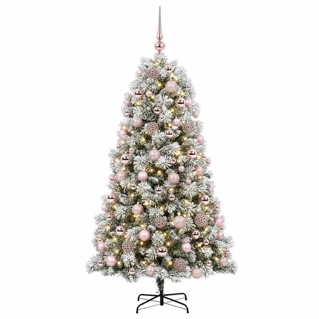 Albero di Natale artificiale con rami snodati e palline 210 cm 3466767