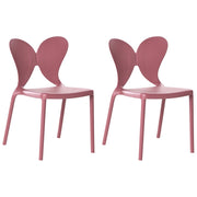 Set di 2 sedie da giardino rosa Materiale sintetico Plastica Interno Esterno Giardino Schienale a farfalla Sala da pranzo Stile moderno minimalista