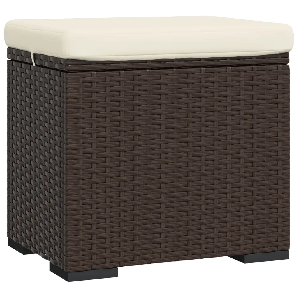 Ottomana con Cuscino Marrone 40x30x40 cm in Polyrattan