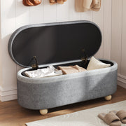 Panca Contenitore con Coperchio e Gambe in Legno ¨C MINIMAL ¨C Grigio, 110x41x47 cm