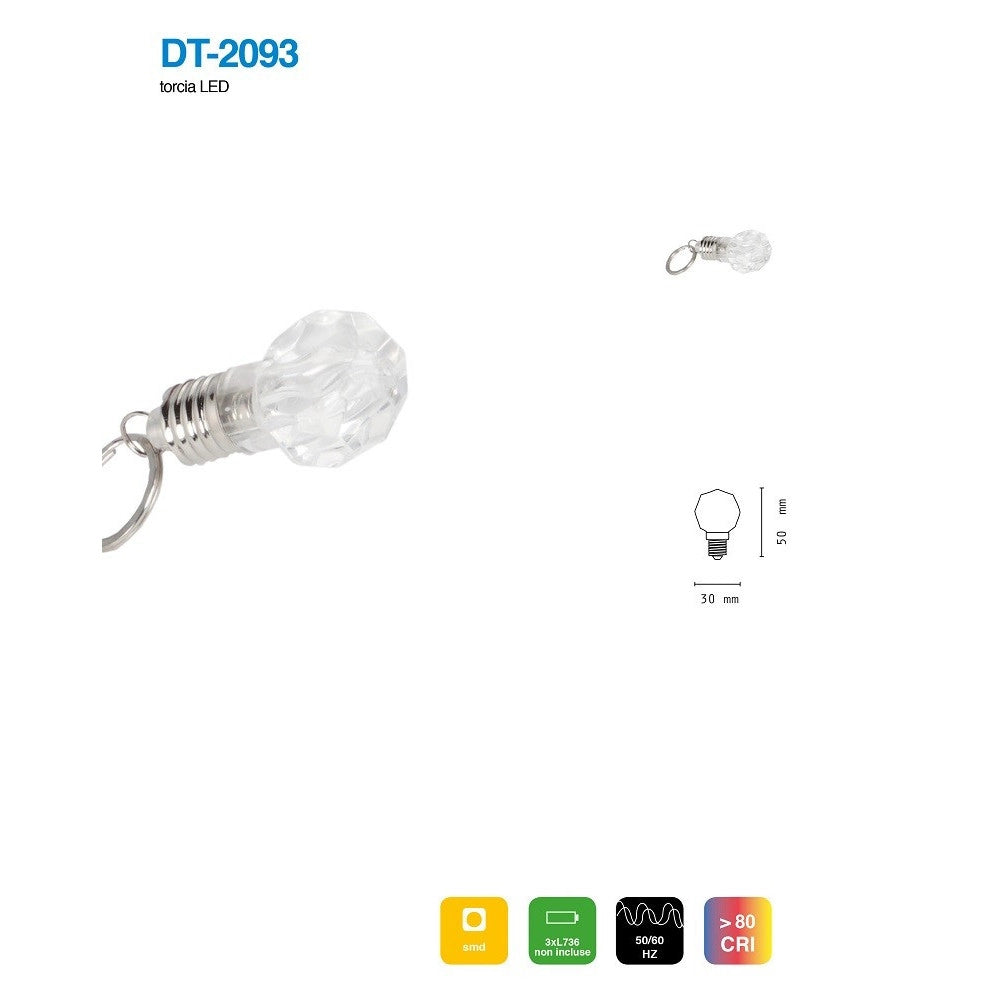 Trade Shop - Set 3 Pezzi Torcia Mini Portachiavi Led Smd Forma Di Lampadina Tascabile Dt-2093 -