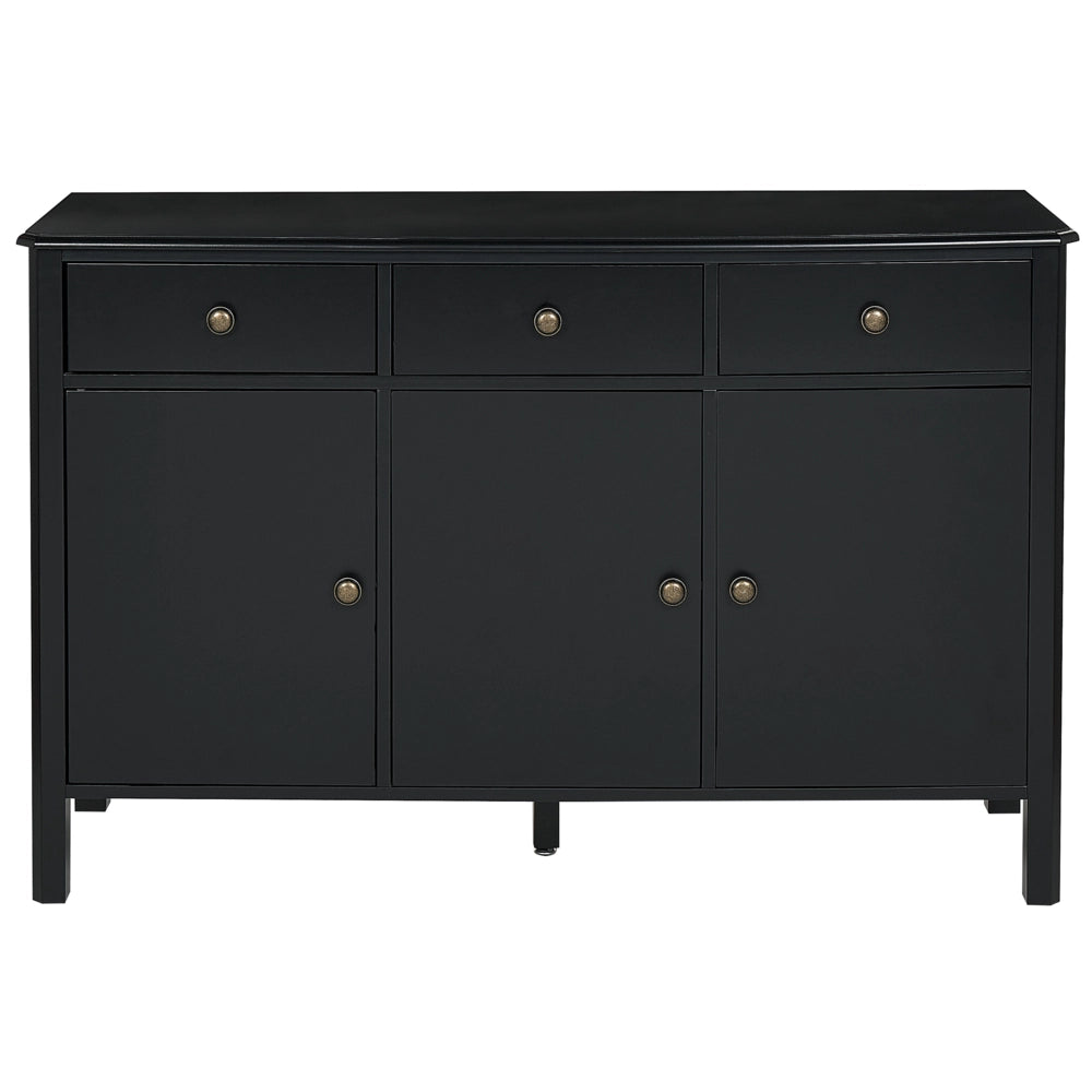 Credenza a tre ante MDF cassetti nero e pomelli oro madia comò moderno soggiorno corridoio camera da letto
