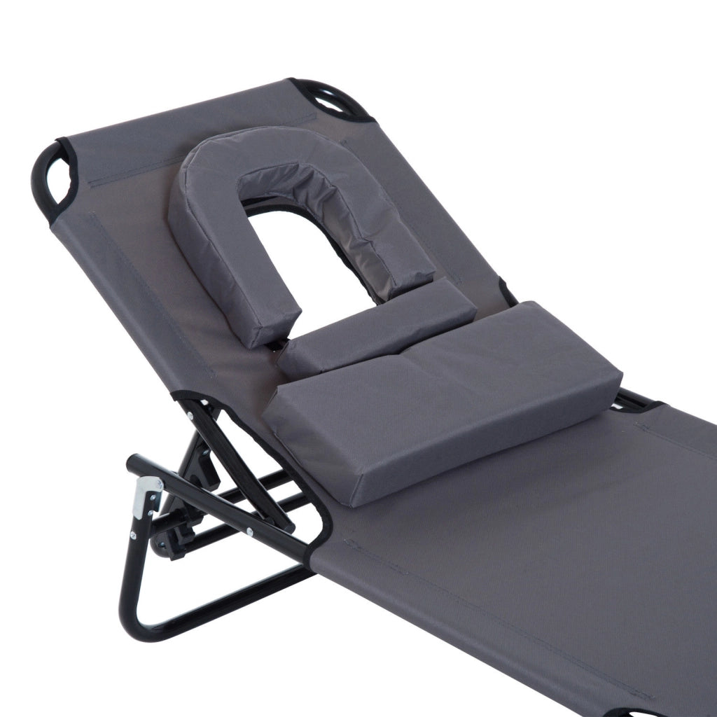 Sdraio da giardino pieghevole con cuscino ¨C zephmum ¨C grigio