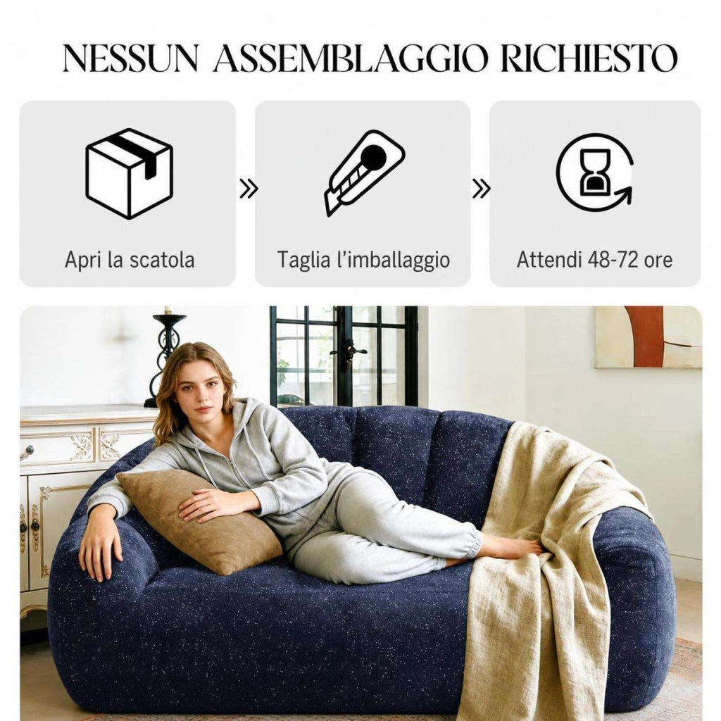 Poltrone relax, pouf, poltrone extra-large,Frevano ideali per il soggiorno e la camera da letto, blu