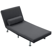 Poltrona letto pieghevole in tessuto effetto velluto, funzione letto, 75x70x75 cm, grigio scuro