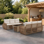 Set Divano da Giardino 7 pz Beige e Bianco Crema polyrattan 3436902