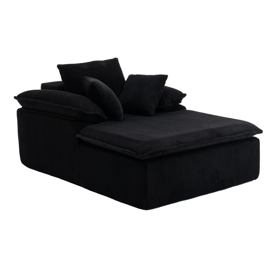 Divano relax senza struttura con schiuma ad alta densità, velluto a coste nero, 177×122×92 cm