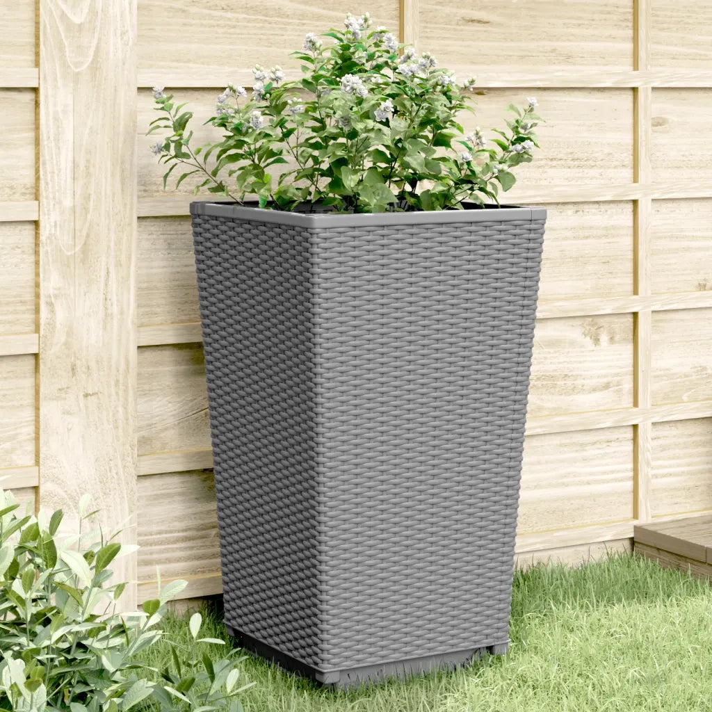 Fioriere | Cassetta per fiori | Vaso da Giardino 4 pz Grigio Chiaro 32,5x32,5x57 cm in PP