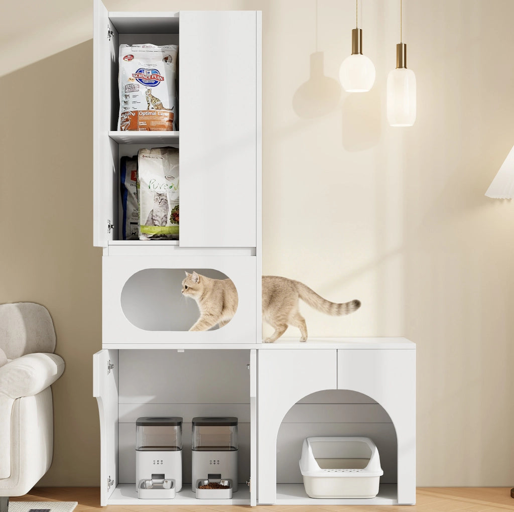 Mobile lettiere e accessori animali, bianco, 140 x 45 x 195 cm