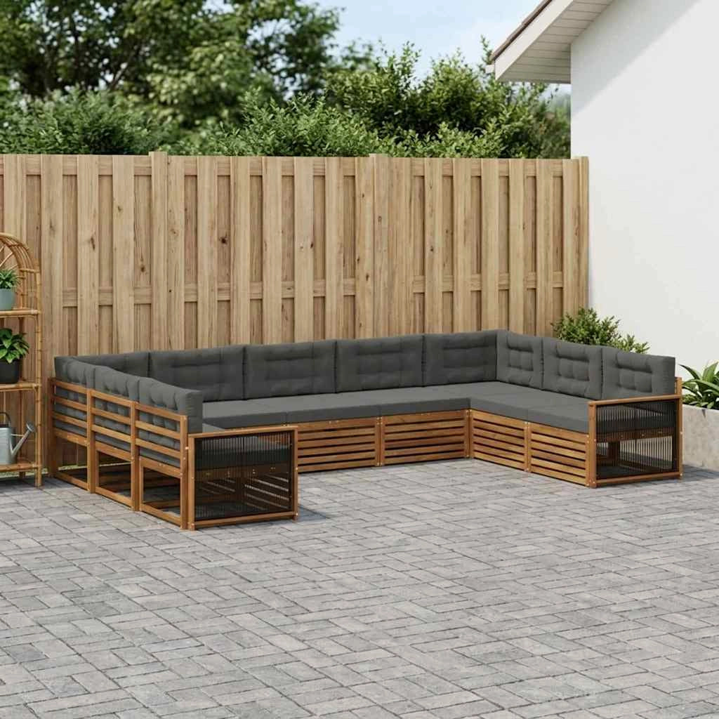 Set di divani da esterno 9 pz Naturale e Antracite 3383835
