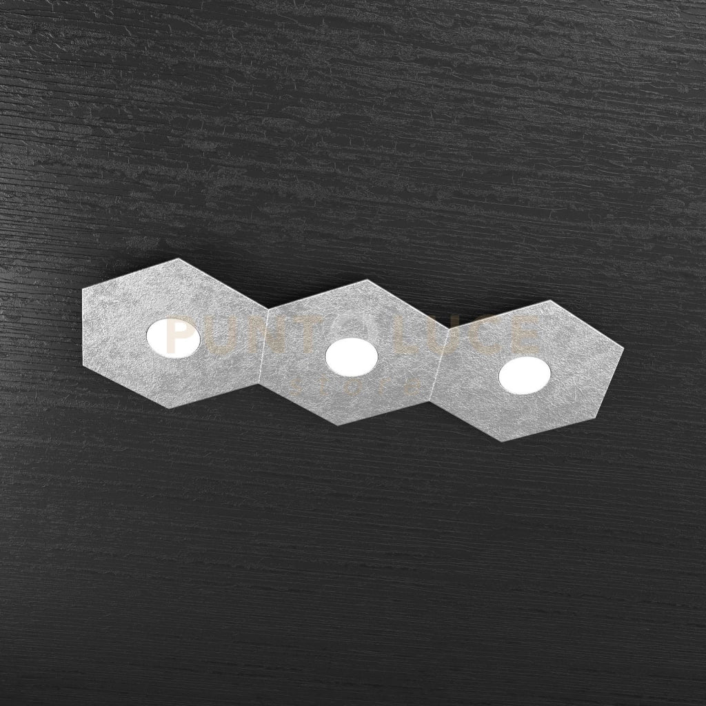 HEXAGON APPLIQUE-PLAFONIERA 3 LUCI FOGLIA ARGENTO 1142-3L-FA