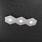 HEXAGON APPLIQUE-PLAFONIERA 3 LUCI FOGLIA ARGENTO 1142-3L-FA