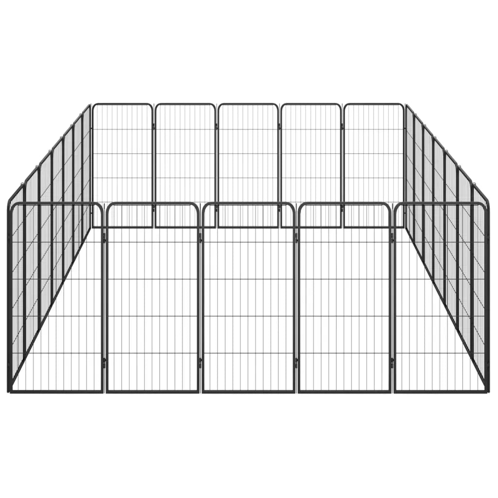Box Cani 24 Pannelli Nero 50x100 cm Acciaio Verniciato Polvere 3115962