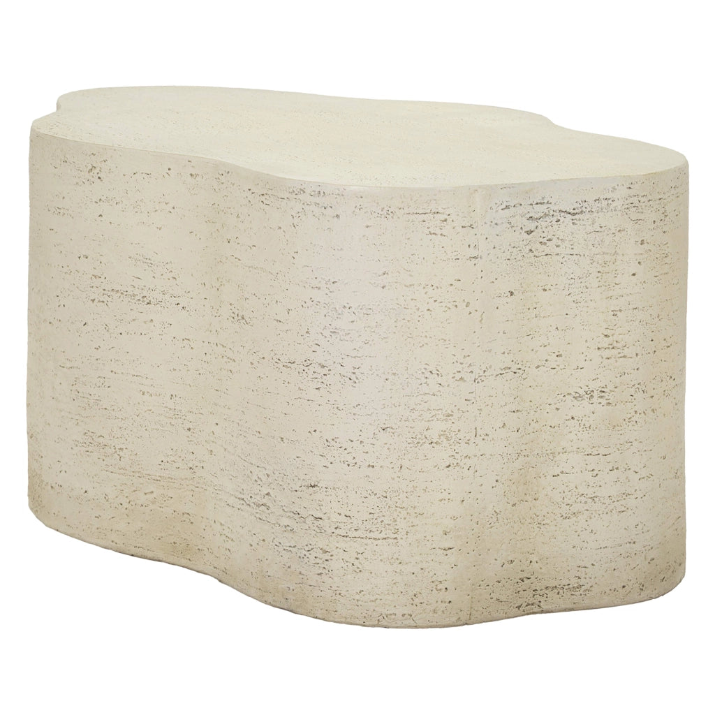 Sefrou, Tavolino da Salotto Adatto per Indoor/outdoor Effetto Pietra, 62x48x100h cm Bianco Crema