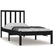 Letto singolo | Letto per adulti | Giroletto in Legno Massello Nero 75x190 cm Small Single
