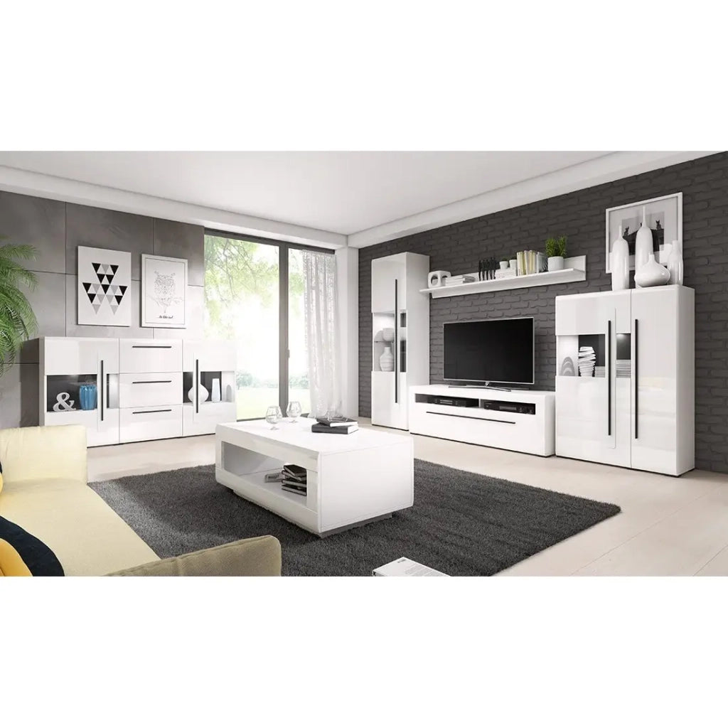 Vetrina design collezione BREDA colori bianco opaco e bianco lucido