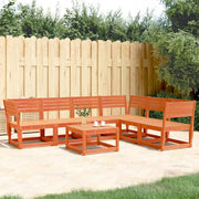 Set Divani da Giardino 6 pz Marrone Cera Legno Massello Pino 3217017