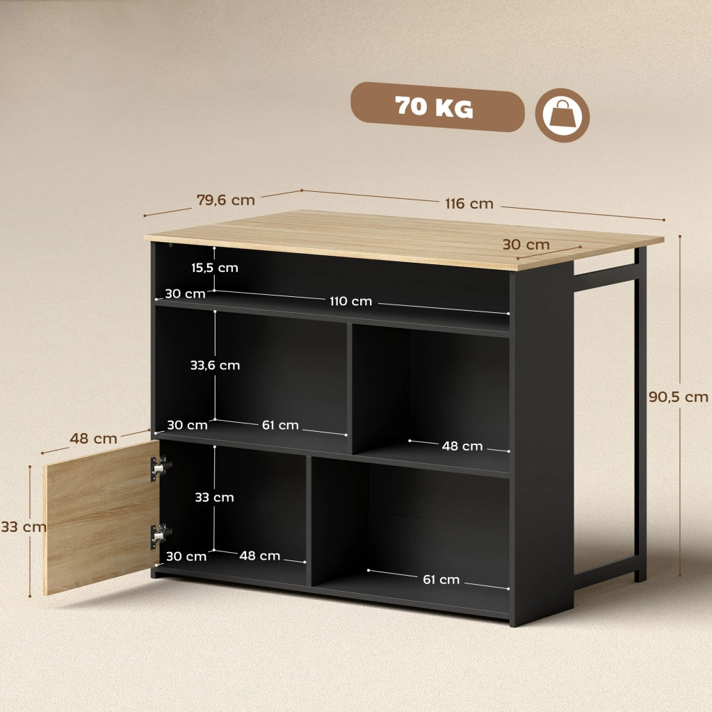 Tavolo da cucina allungabile con ripiano e scomparti ¨C Zephmum ¨C Nero 116x79.6x90.5cm