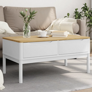 Tavolino-Tavolino da soggiorno-Tavolo FLORO Bianco 99x55,5x45 cm in Legno di Pino