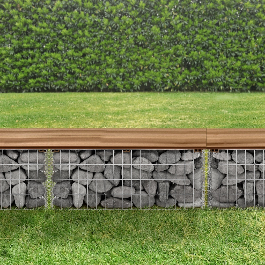 Panchina Gabbione Metallico con Seduta in WPC 100 x 30 x 45 cm - Colore Legno Teak pro.tec