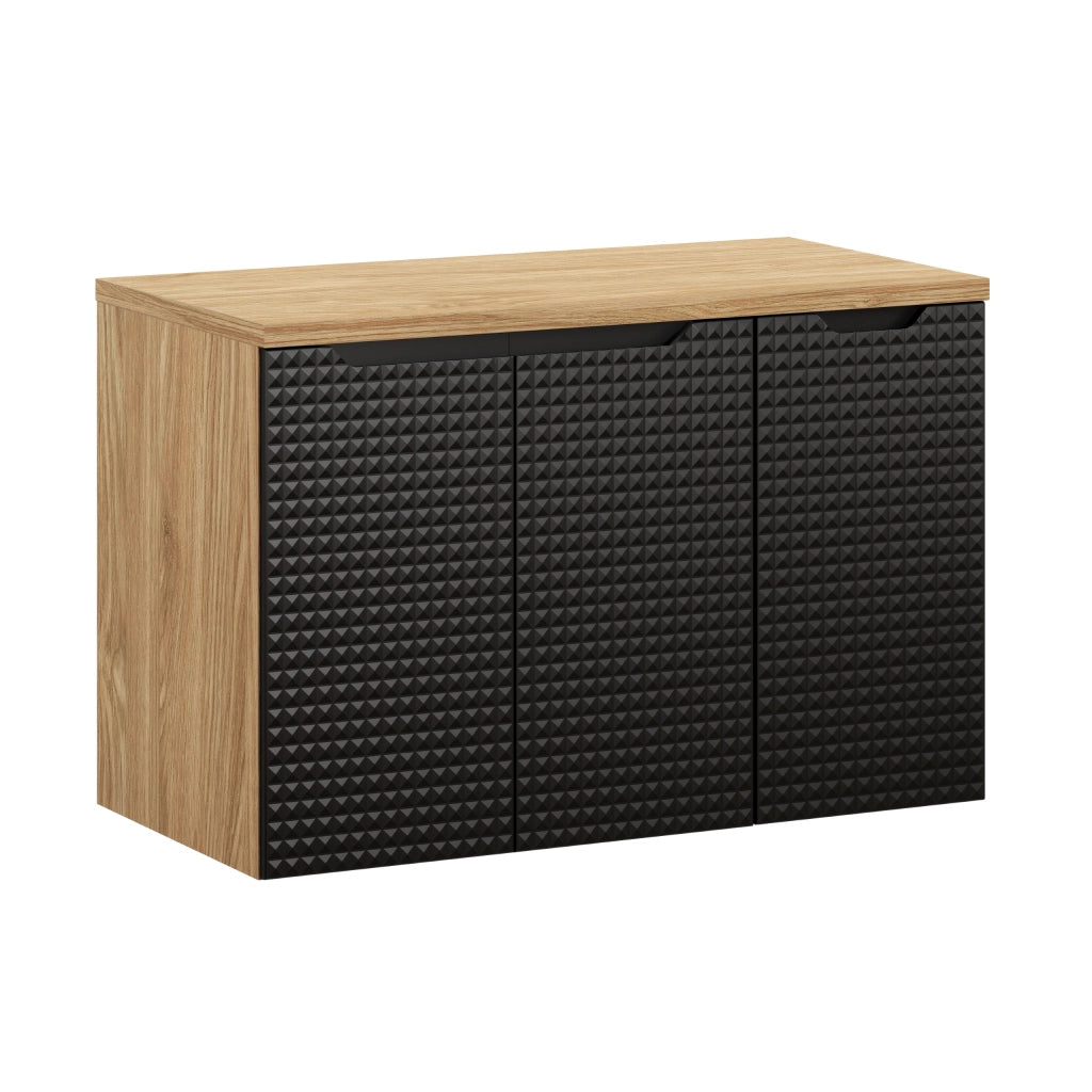 Set mobili bagno 90 cm con piano Luxor Black 90 x 1401 x 46 cm