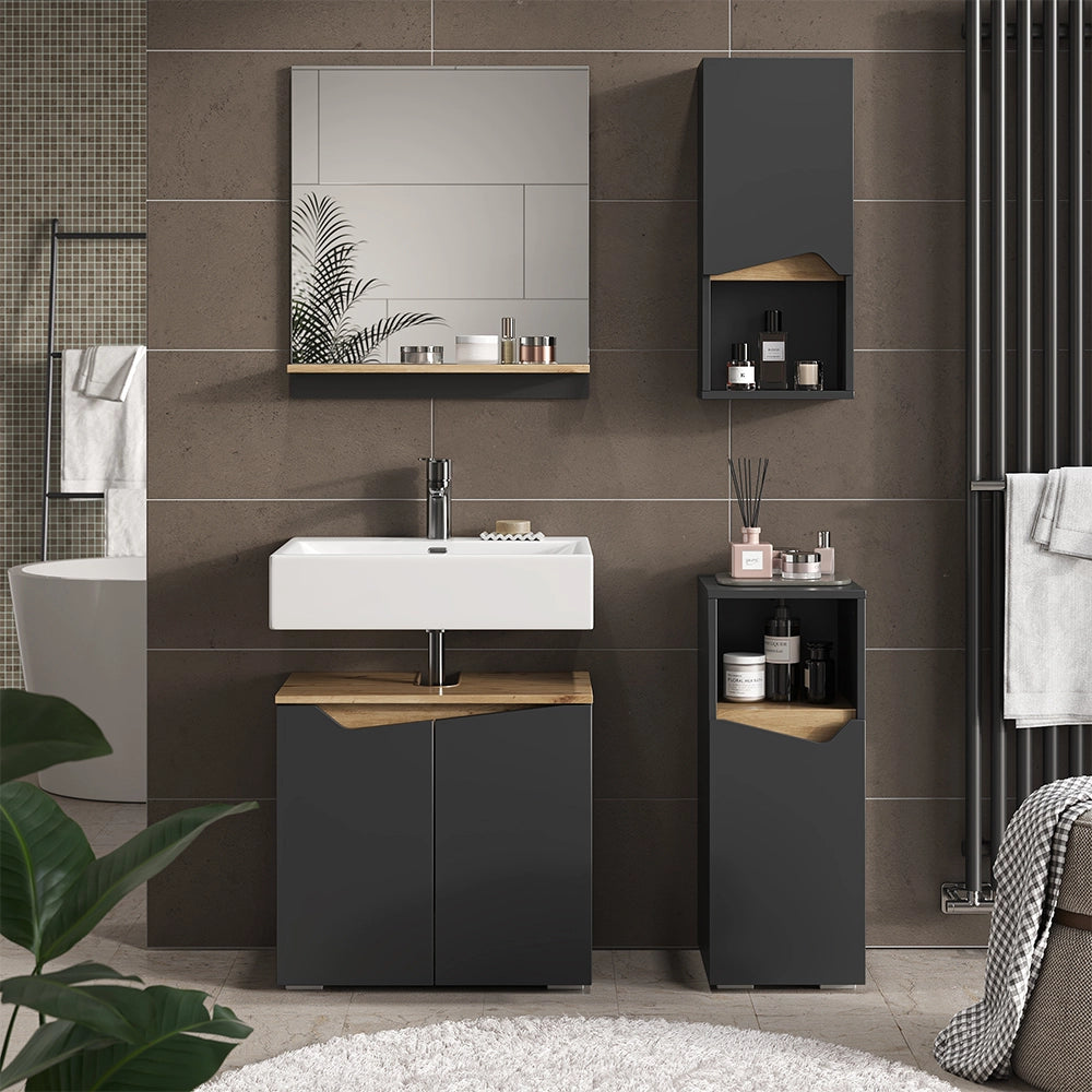 Vicco Mobile bagno Antracite 30 x 67 cm con porta e vano aperto