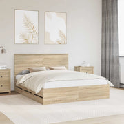 Struttura del letto con cassetto-Giroletto con contenitore-Rete del Letto Rovere Sonoma 160 x 200 cm 523239