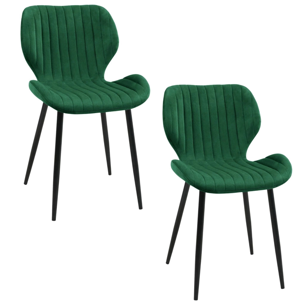 Set di 2 Sedie da Pranzo in Velluto SJ.17 Verde Bottiglia