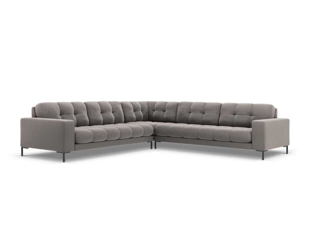 Cosmopolitan Design - Divano angolare reversibile "Bali" 6 posti in velluto grigio chiaro 