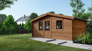 Casetta da giardino in legno - 12m2 - 4x3m - impregnata - 28mm - colore: marrone - DOM595 - ALTANKA
