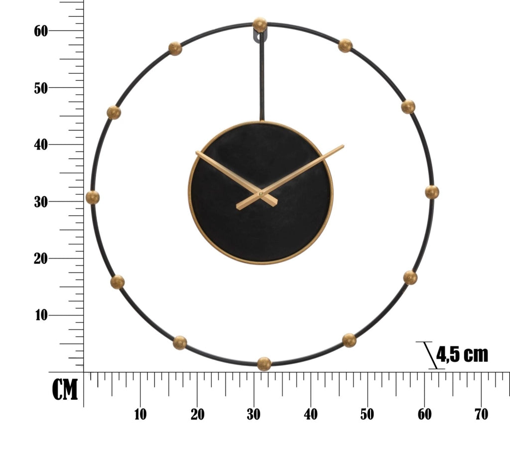 Orologio da Muro Pearl Ø61x4,5 cm in Ferro Nero