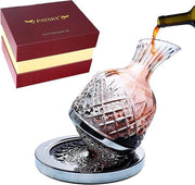 Karaf a vino 360° rotante, cristallo in vetro senza piombo, progetto personalizzato a mano, ideale per appassionati di vino, capacità 150% superiore, regalo di lusso.