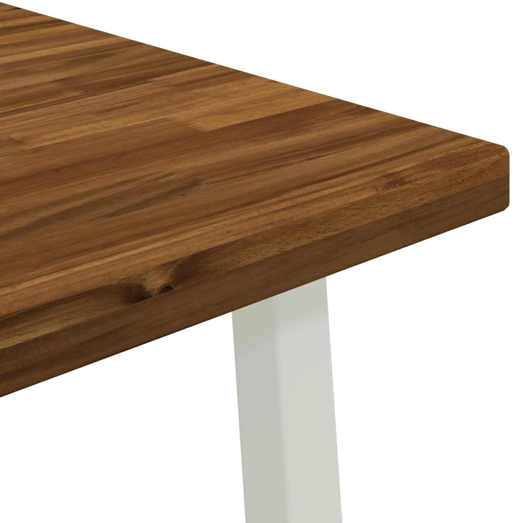 90 x 90 x 75 cm Legno di Acacia Massello Naturale e Bianco 937646