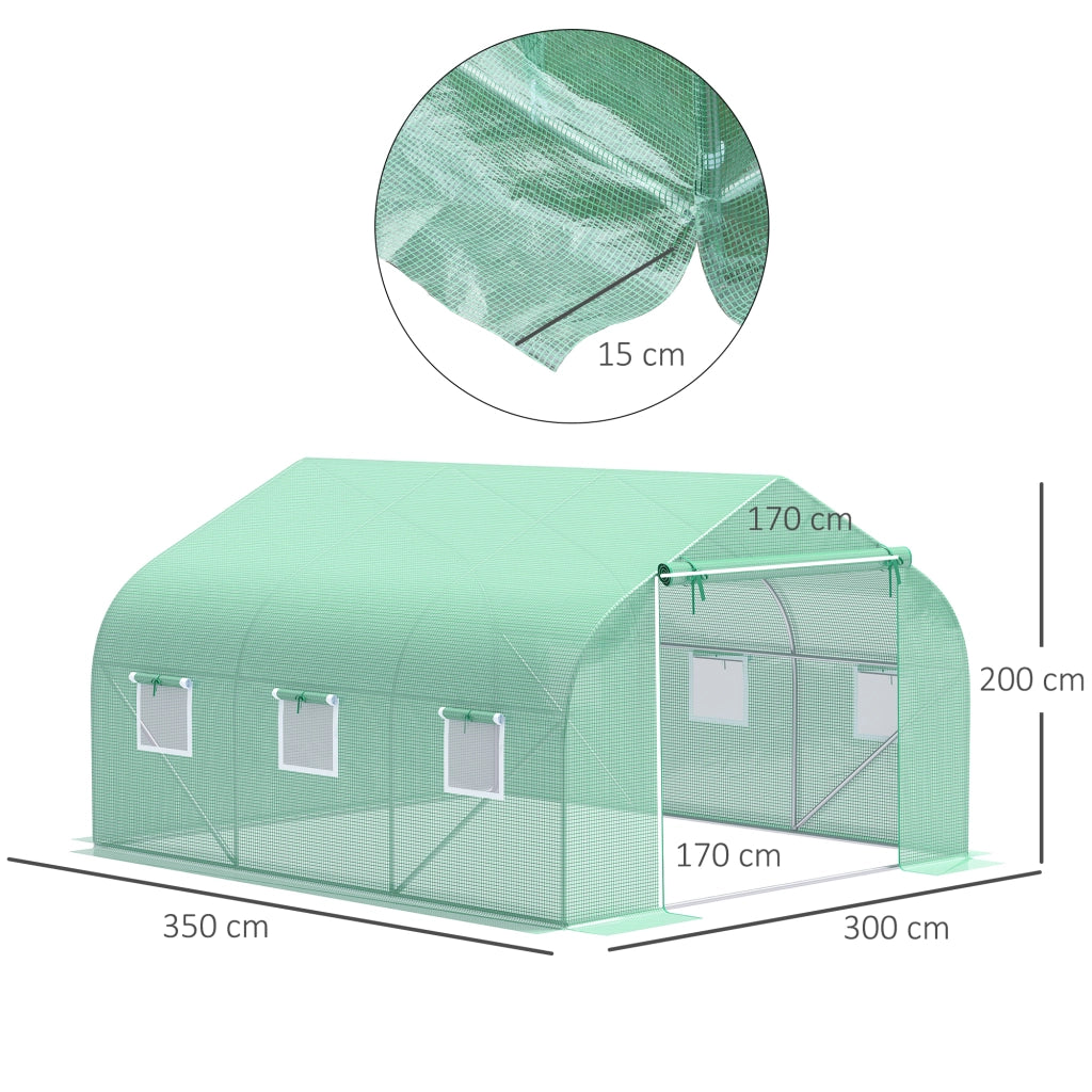 Serra da giardino in PVC e acciaio zincato 350 x 300 x 200 cm, verde scuro