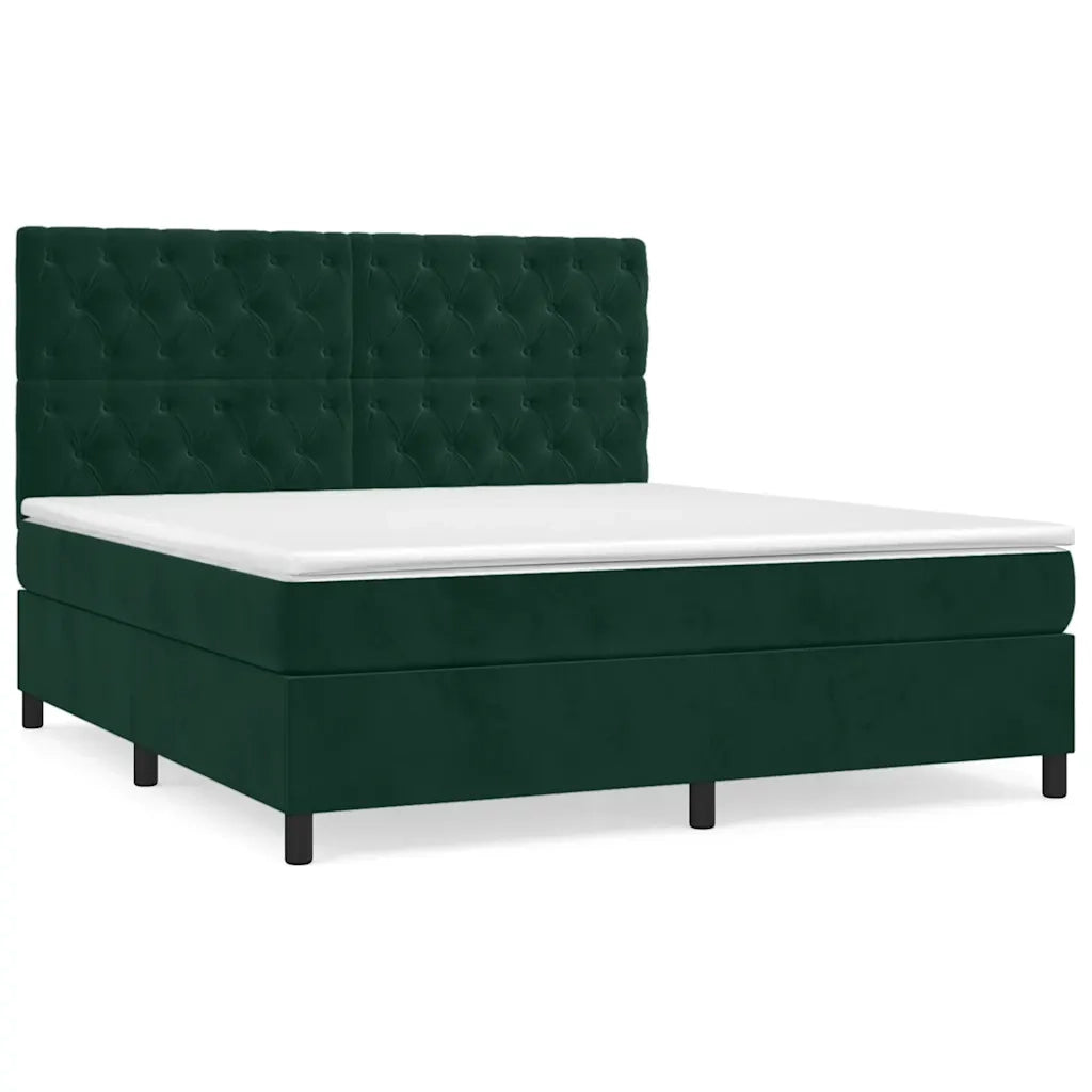 Giroletto a Molle con Materasso Verde Scuro 160x200 cm Velluto 3143214
