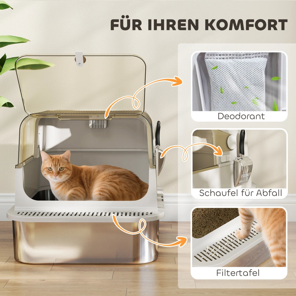 Casetta per gatti con coperchio ¨C zephmum ¨C  in acciaio inox
