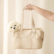 Borsa portatile per gatti, borsa portatile respirante per gatti, valigetta, borsa a tracolla, borsa a mano per piccoli cani e gatti, capacità di carico fino a 4 kg (M, bianco sbrecciato)