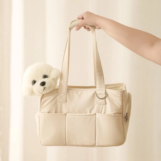 Borsa portatile per gatti, borsa portatile respirante per gatti, valigetta, borsa a tracolla, borsa a mano per piccoli cani e gatti, capacità di carico fino a 4 kg (M, bianco sbrecciato)