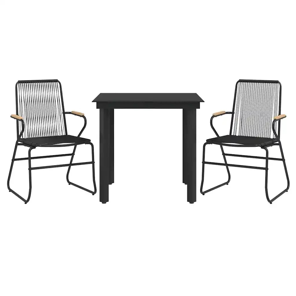 Set da Pranzo da Giardino 3 pz Nero in Rattan PVC 3099209