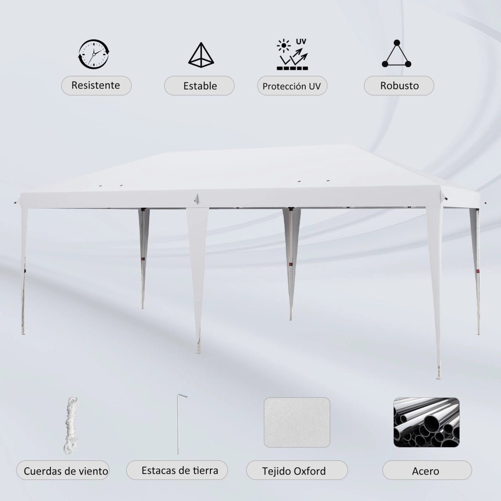 Tenda da Giardino Pieghevole 6x3 m ¨C zephmum ¨C Bianco Acciaio 3 Altezze