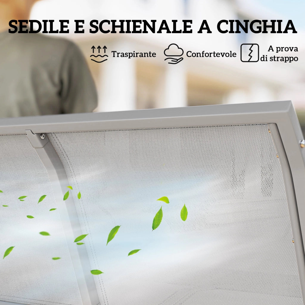 Dondolo da Giardino 3 Posti con Tetto ¨C zephmum ¨C Grigio Chiaro 171x108x154 cm
