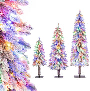 Set di 3 Alberi di Natale Artificiali, Alberi di Natale con Luci LED e Rami Densi e Realistici, Decorazione Natalizia per Casa, Ufficio e Negozio (Stile 3)