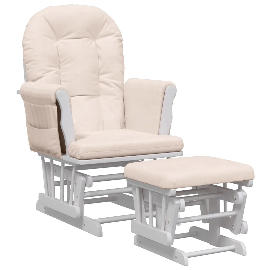 Poltrona | Sedia Relax Glider con Sgabello Rosa Chiaro in Tessuto