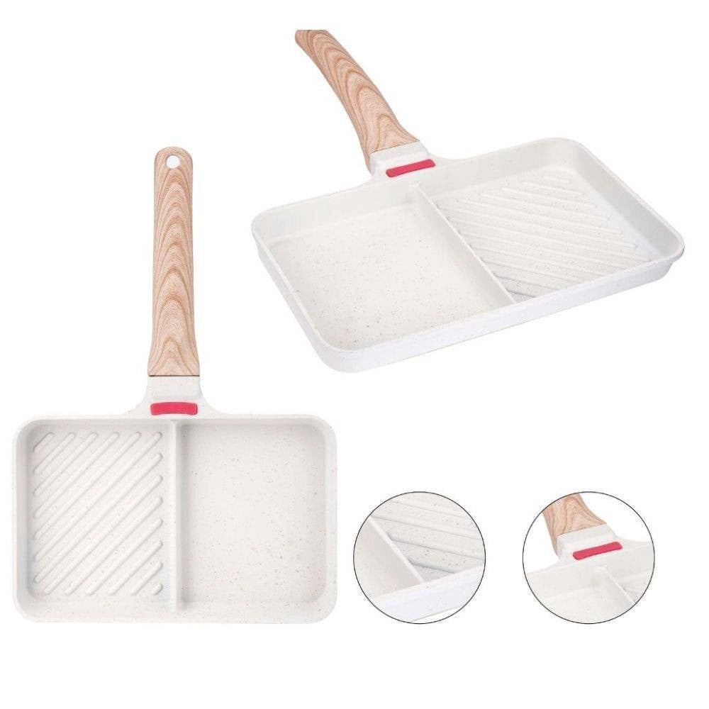 Trade Shop - Padella Antiaderente Per A Doppio Scomparto Manico In Brachelite Per Cucinare -