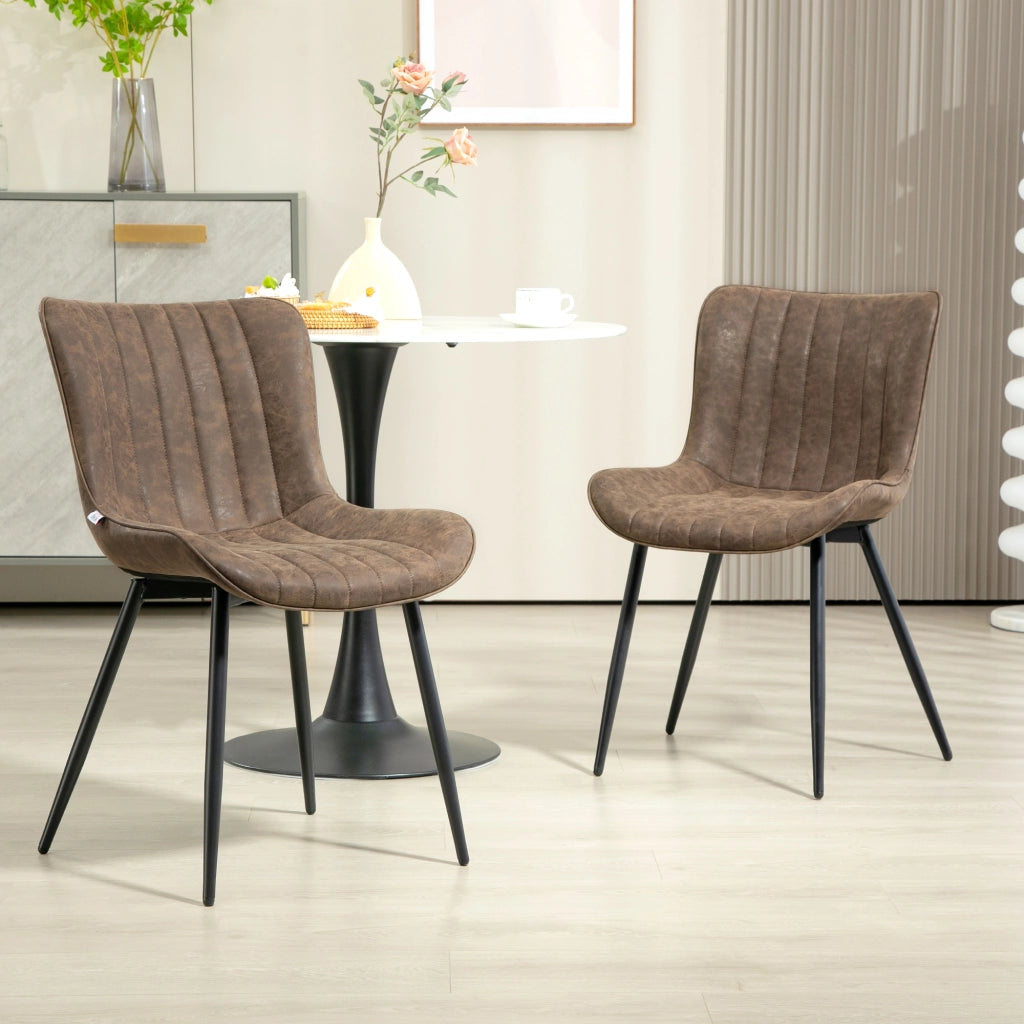 Set 2 Sedie da Pranzo Imbottite ¨C Xylo ¨C Velluto Marrone Schienale Capitonn¨¦ Design Moderno