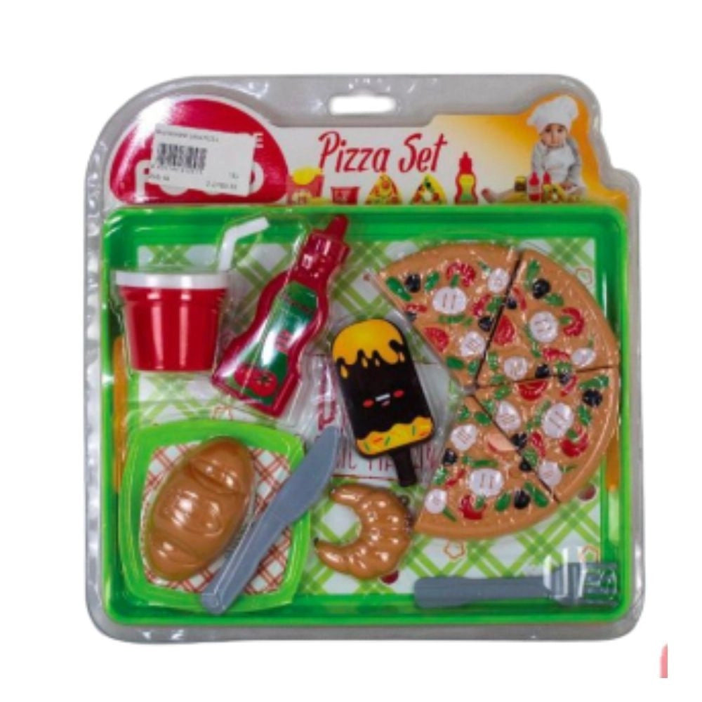 Trade Shop - Set Pizza Mangiamo Insieme Con Vari Accessori Giocattolo Per Bambini 28x28,5 Cm -