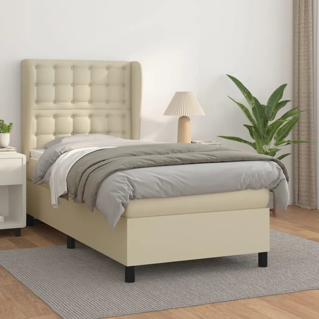 Giroletto a Molle con Materasso Crema 90x200 cm in Similpelle cod mxl 59126
