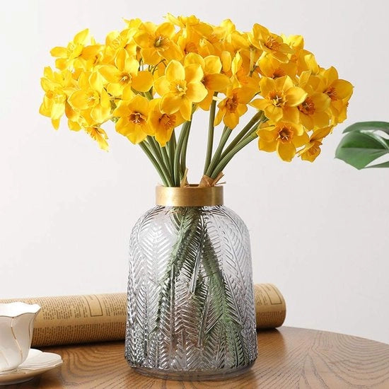 Fiori artificiali 6 pezzi - Narcisi finti - Bouquet di nozze - Decorazione interna/esterna - Senza manutenzione - Sostenibile - Finte fiori