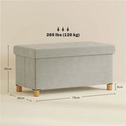 PANCA CONTENITORE PIEGHEVOLE DA 67L, COPERCHIO IMBOTTITO E RIVESTIMENTO VELLUTATO, 76X38X38CM, CREMA