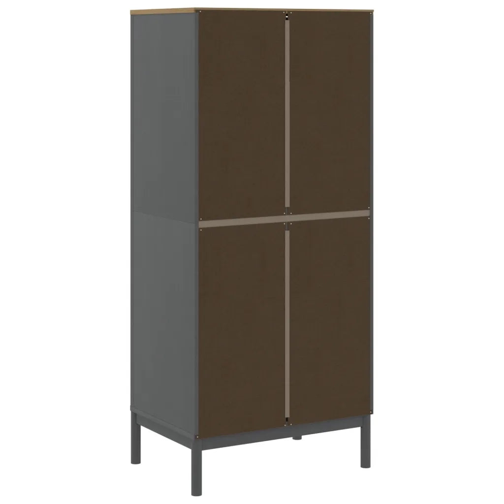 Armadio FLORO 77x53x171 cm in Legno Massello di Pino Grigio 374007